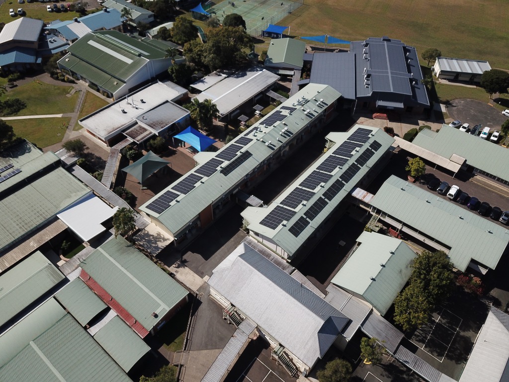 Local home with rooftop solar panels
