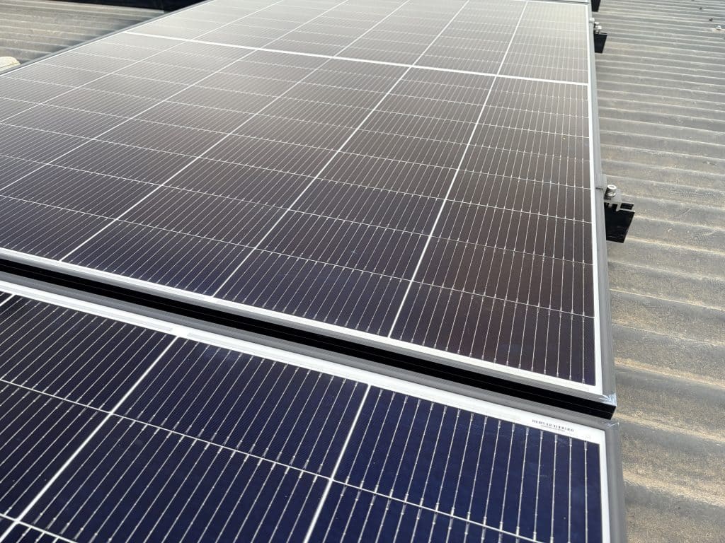 Close-up of solar panels installed on a residential roof