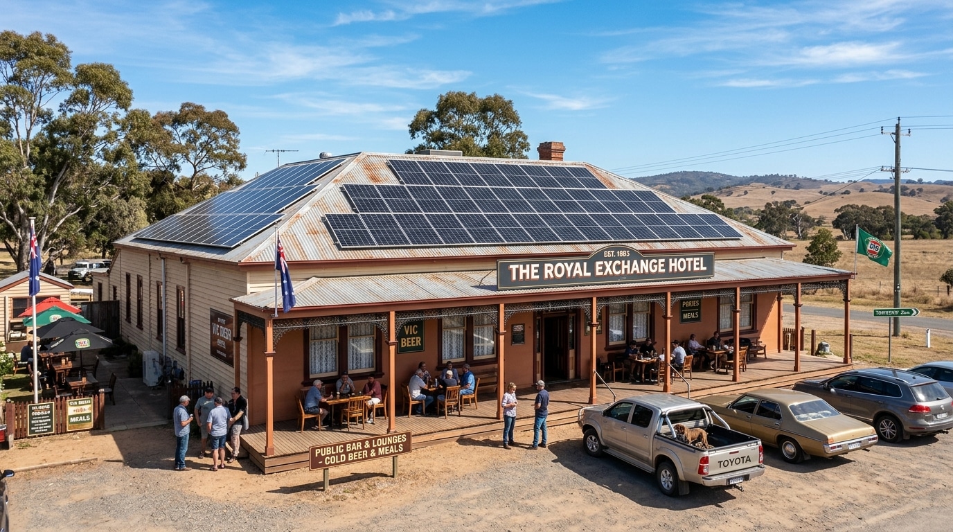 The Royal Exchange Hotel with a rooftop solar system installed by SEBSS